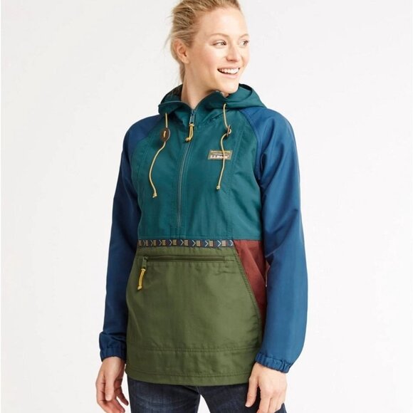 L.L. Bean Women’s Mountain Classic Anorak Jacket Large Blue Hiking Outdoors - Picture 8 of 10